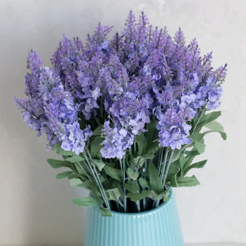 Kunstmatige zijde lavendel bloem 1 boeket 10 hoofd nep blad thuis party tuin bruiloft decor wit / roze / paars