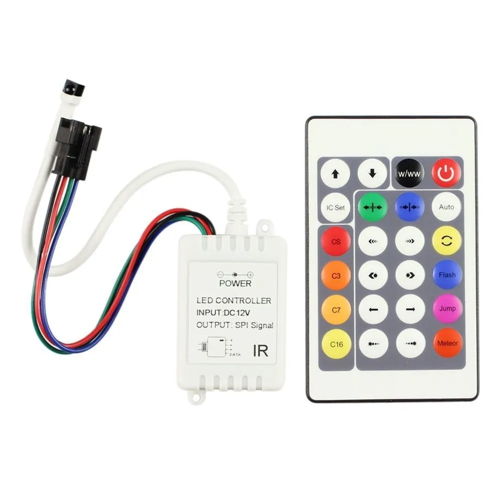 RGB LED Strip Controller - 24 Key IR Remote, DC12V, Compatible with ...