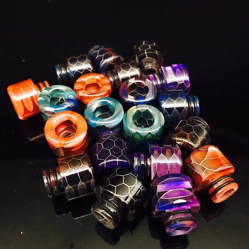 3 Styles Snake Skin Pattern 510 810 Thread Epoxy Resin Drip Tips Wide Bore Mouthpiece for TFV8 Prince Kennedy 528 TFV8 Baby