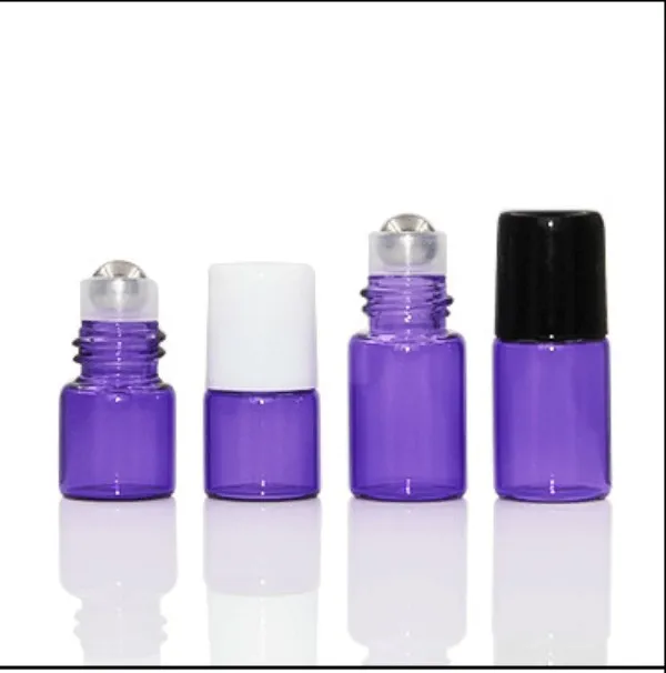 Bouteille à roulettes transparente en métal, 4 couleurs, 1ML, 2ML, huile essentielle, parfum liquide
