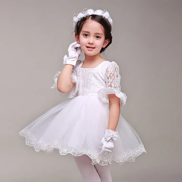 2017 Vintage New Flower Girl Dresses Pół Rękawy Party Page Communion Sukienka na ślub małe dziewczynki / dzieci księżniczka suknia