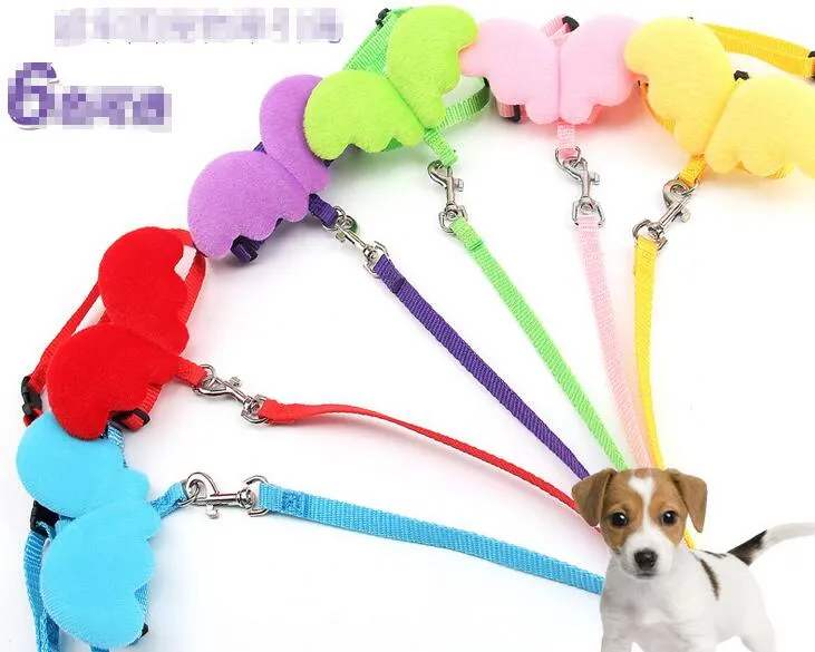 Cute Angel Pet Dog Leashes and Collars Set Puppy Leads for Small Dogs Cats Designer Wing Adjustable Dog Harness Pet Accessories HJ263b