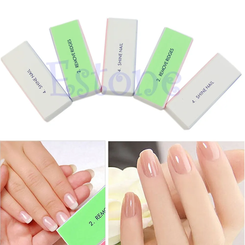 Toptan-U119 5 ADET Profesyonel 4 Yollu Tampon Parlatıcı Zımpara Blok Nail Art Manikür Güzellik Aracı