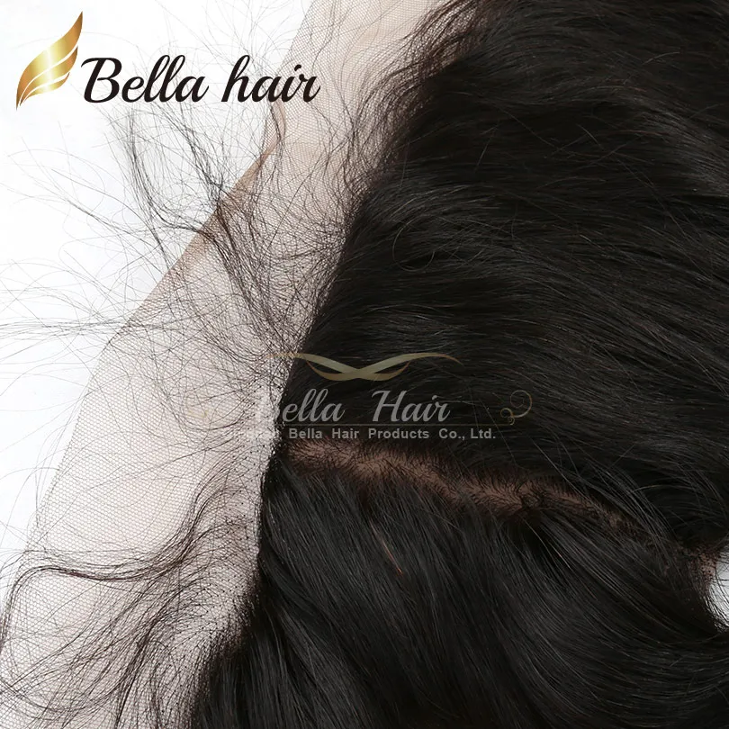 Base in seta chiusura frontale in pizzo Top onda del corpo brasiliana Estensioni dei capelli umani vergini Remy 4Xe naturale Pezzi di capelli da orecchio a orecchio 8-22 pollici VENDITA Bella Hair