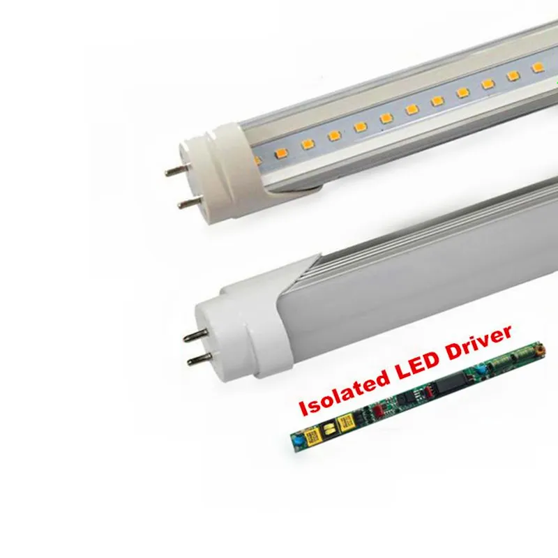 CE ul dlc hög ljusa isolerade drivrutin T8 LED-rörljus 4FT 22W 1200mm SMD 2835 Glödlampa Lampor AC 100-277V LED-belysning