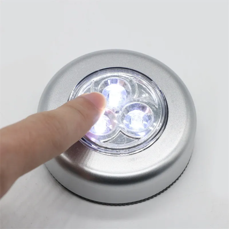 Battery Powered LED Touch Night Light 3leds Cordless Stick Tap Wardrobe Touch Lamp Mini Wall Lamp Cabinet Light