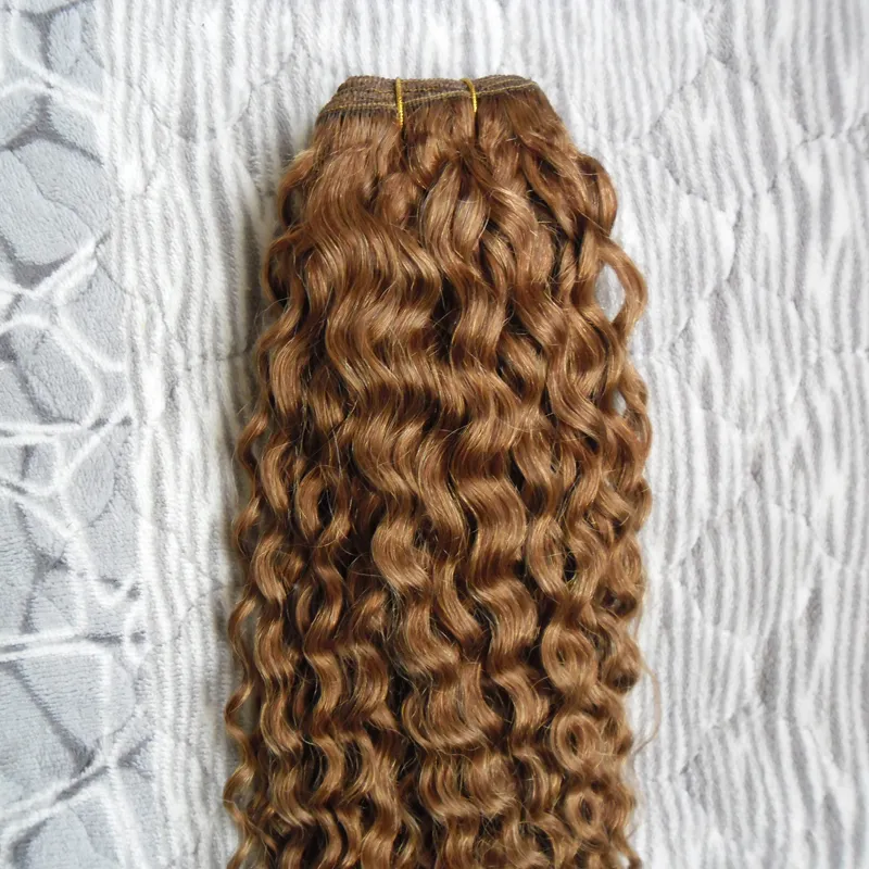 Mel Loiro Mongol Afro Kinky Cabelo Encaracolado Weave Bundles 100g Cabelo Louro Não-remy Cabelo Humano Tecelagem