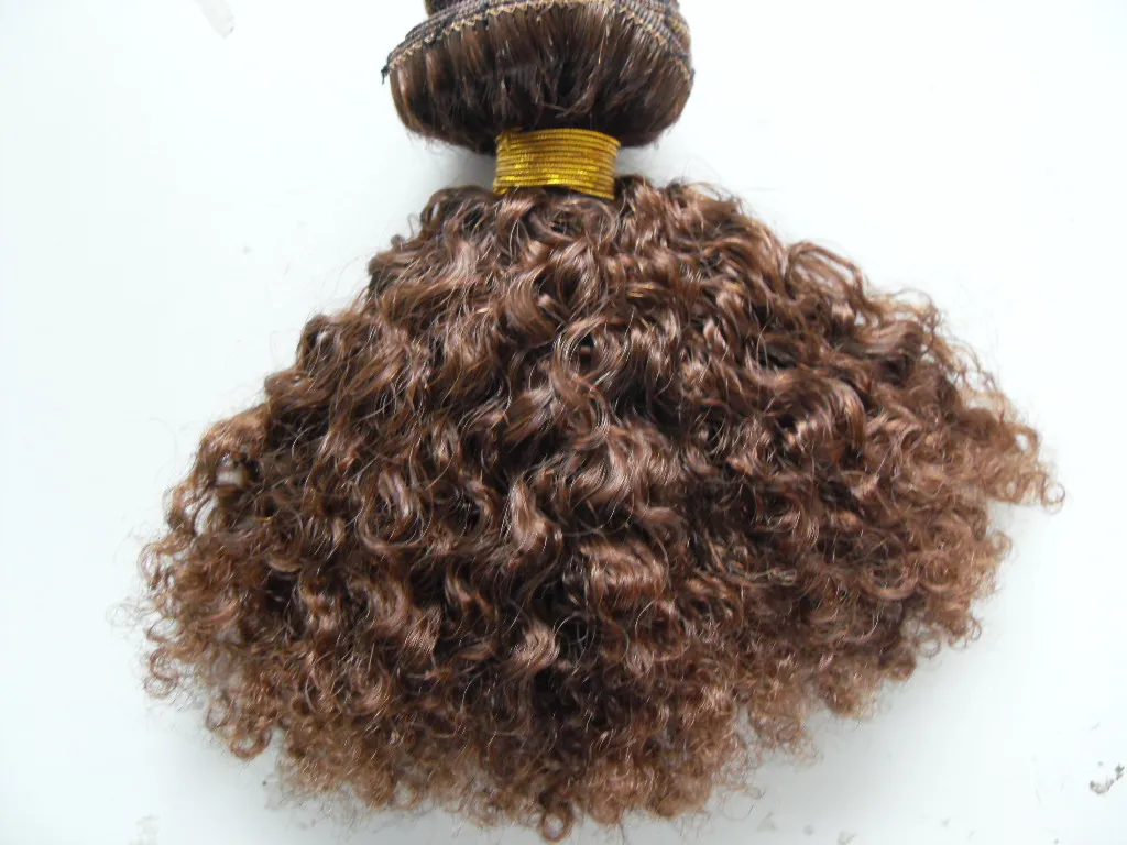 Бразильские человеческие наращивания волос девственницы 9 штук с 18 клипами клип в странном вьющиеся короткие темно-коричневые 2 # естественный цвет