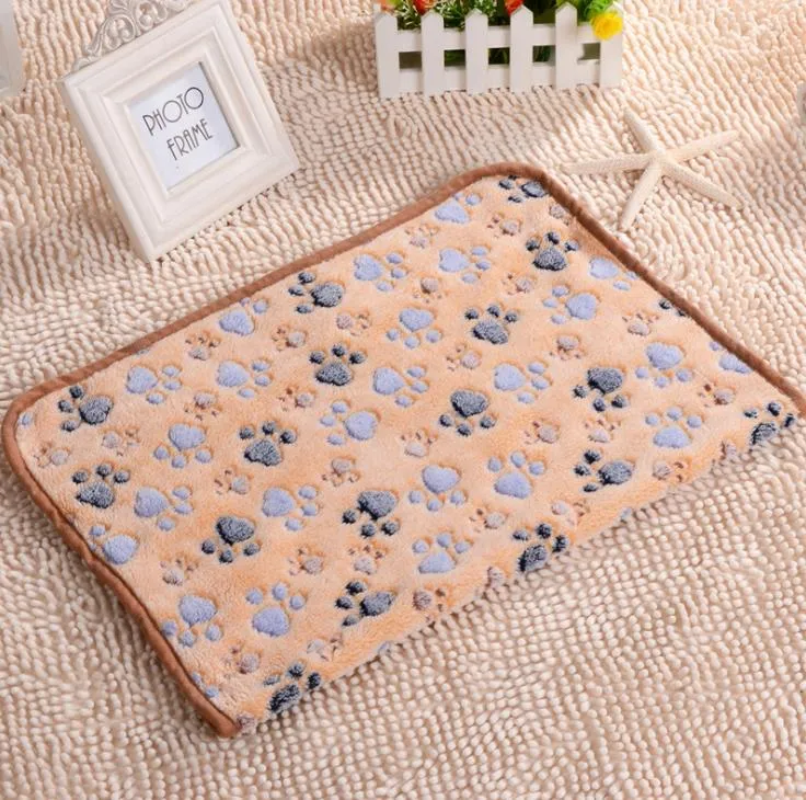 40 x 60 cm Cute Floral Pet Sleep Ciepłe Paw Print Dog Cat Puppy Fleece Miękkie Koc Łóżka Mata