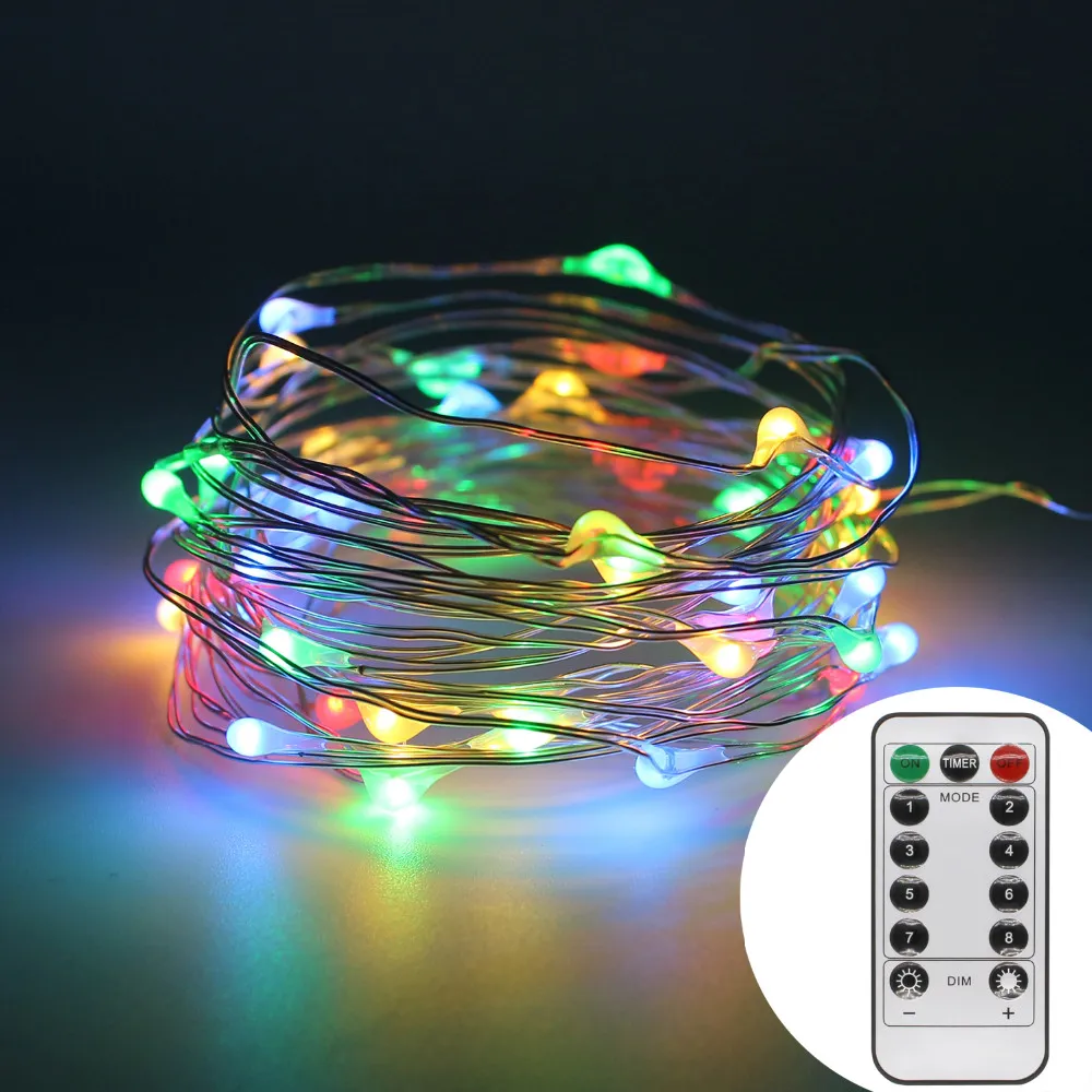 Umlight1688 Battery Operated 100 Silver String Lights Lights With ...
