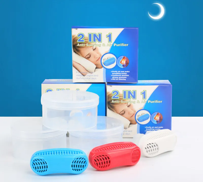 10 stks 2 in 1 stop snurken Snore Air Purifier Neus Ademhalingsapparatuur Apnea Guard Sleeping Aid Snurken Cessation Device Silicone Anti Snurken