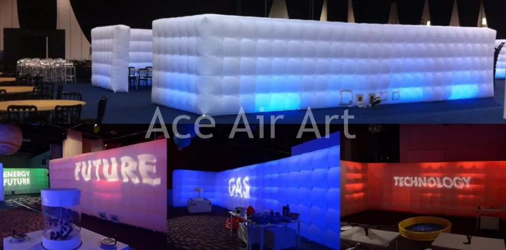 New Style Excellent Square LED Inflatable Exhibition Partition Wall For Fair Decorations DJ Photo Booth