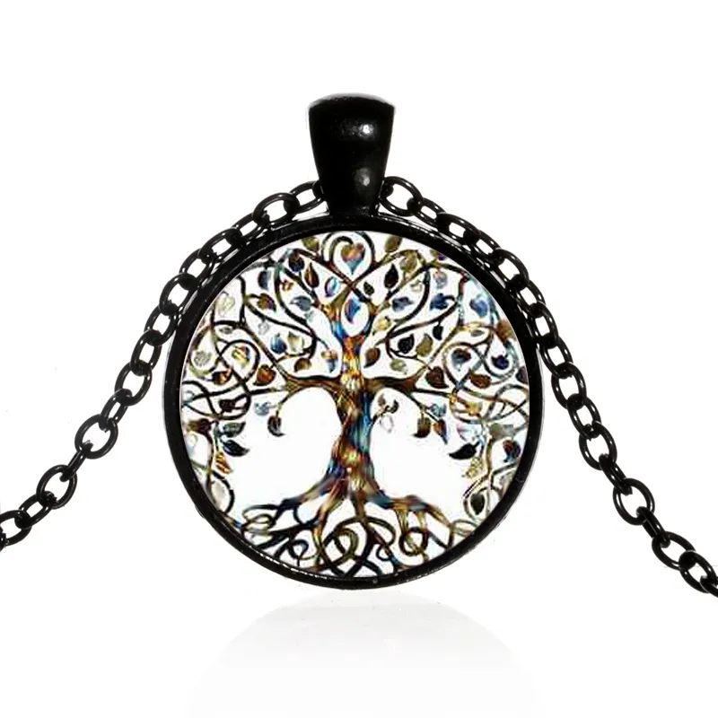 Cabochon en verre arbre de vie vivant Vintage en alliage avec pierre naturelle Bronze chaîne pendentif collier joli accessoire de bijoux