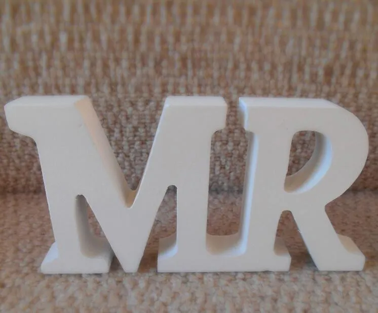 DIY-Dekoration, englische Buchstaben, Hochzeitsartikel aus Holz, MR MRS, Einrichtungsgegenstände aus Holz in englischen Buchstaben, Brauthauptstadt WT041
