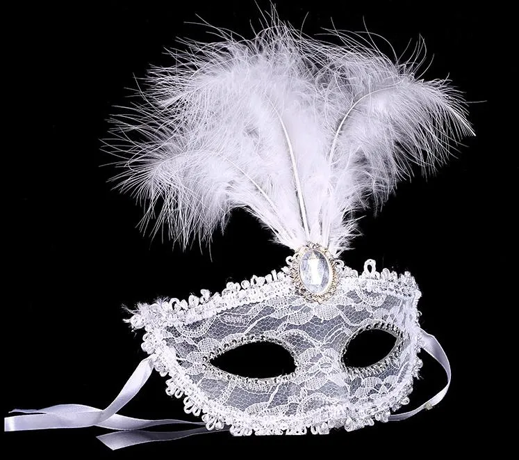 Women Lace Sexy mask Hallowmas Venetian eye mask masquerade Halloween masks with feather birthday Easter princess dance party mask