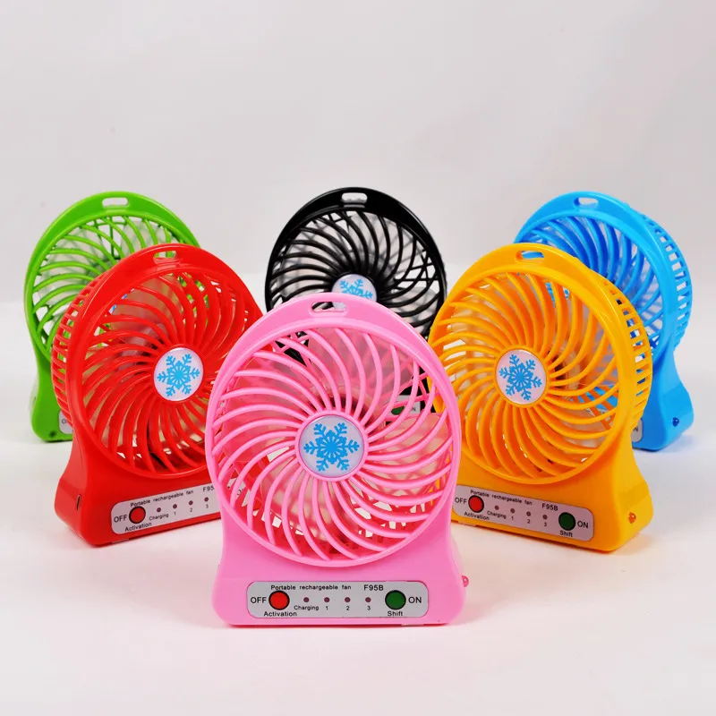 Mini Protable Fan Çok Fonksiyonlu USB Şarj Olabilir Çocuklar Masa Fan LED Işık 18650 Pil Ayarlanabilir 3 Hızlı Kar Soğuk Çok Renkli Kutusu