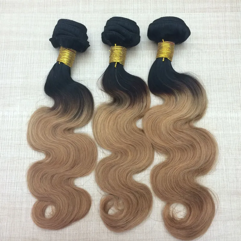 Ombre Brazilian Hair Loose Wave 3 Bundles Ombre #1b/27 Peruvian Hair Weave Bundles Body wave hair Human Curly Straight