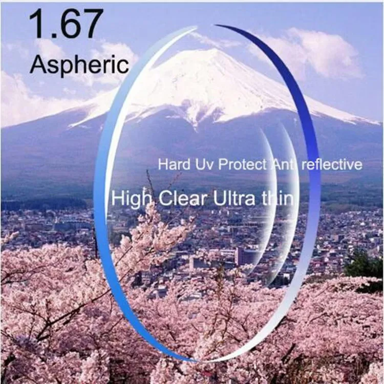 Customized Aspheric Myopia Prescription Glasses with Ultralight 1.67 High-Index Lenses