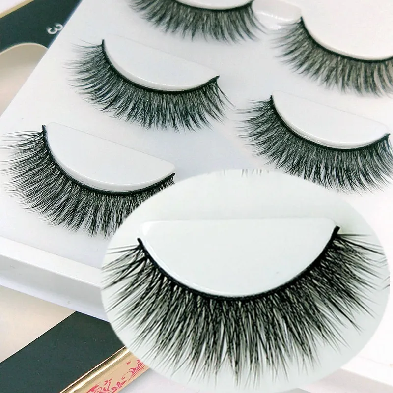 Handgjorda 3 par 3d crisscross false eyelashes pack naturlig lång tjock fake ögonfrans full remsa charmiga ögon smink tillbehör