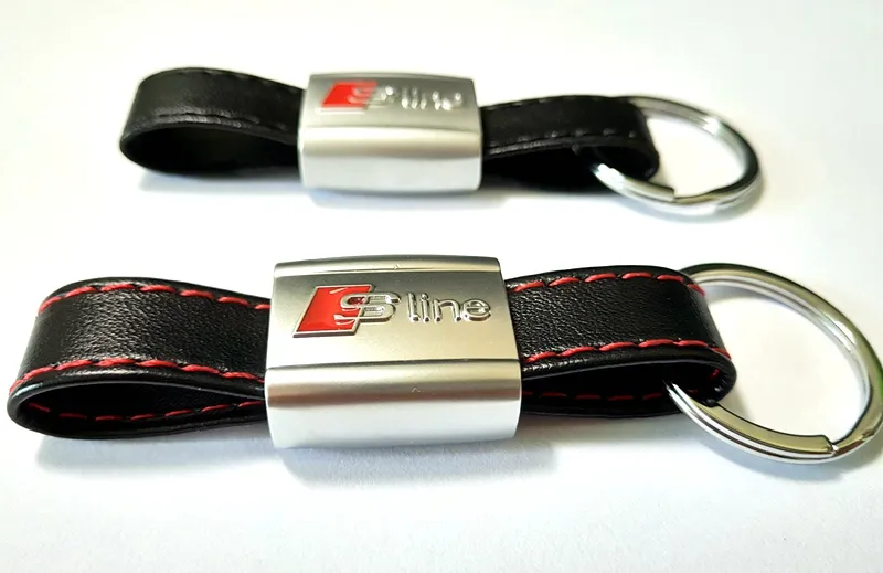 PU-Leder-Auto-Schlüsselanhänger, Schlüsselanhänger, Ringe, Anhänger, passend für Audi Auto Sline RS Logo Schlüsselanhänger A3 A4 A5 A6 A8 TT RS Q5 Q7Carstyling