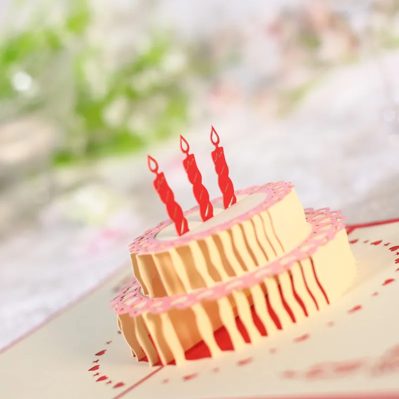 グリーティングカード誕生日パーティー誕生日パーティーの装飾子供3 dの誕生日ケーキポップアップカードグリーティングカード
