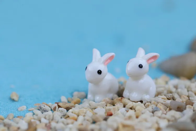 Peri Bahçe Minyatür Tavşan Bunny Bahçe Süslemeleri Beyaz Renk Yapay Mini Tavşanlar Reçine El Sanatları Bonsai Dekorları