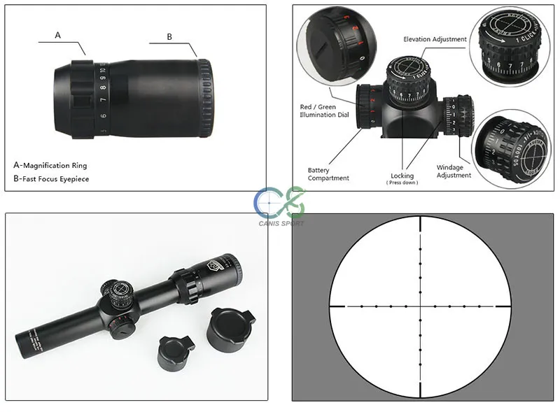 Canis Latrans Tactical Scope 2.5-10x26 Omfattning med 1x Red Dot 2 Typ Scope Mount Utomhus Sökare CL1-0345