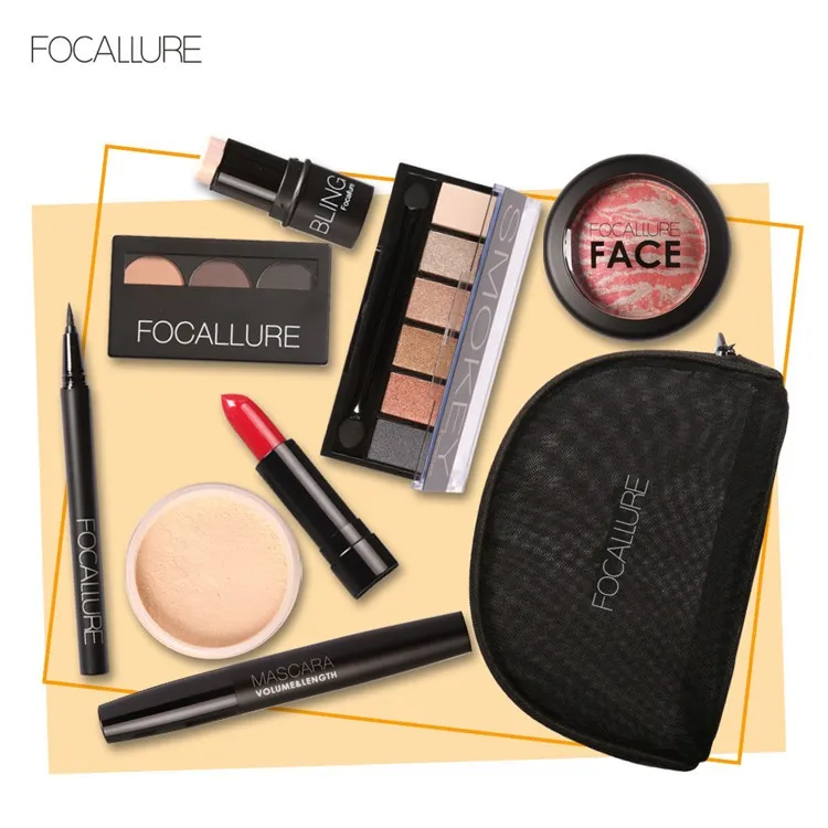 FOCALLURE-Makup-Tool-Kit-8-PCS-Must-Have-Cosmetics-Including-Eyeshadow-Lipstick-With-Makeup-Bag