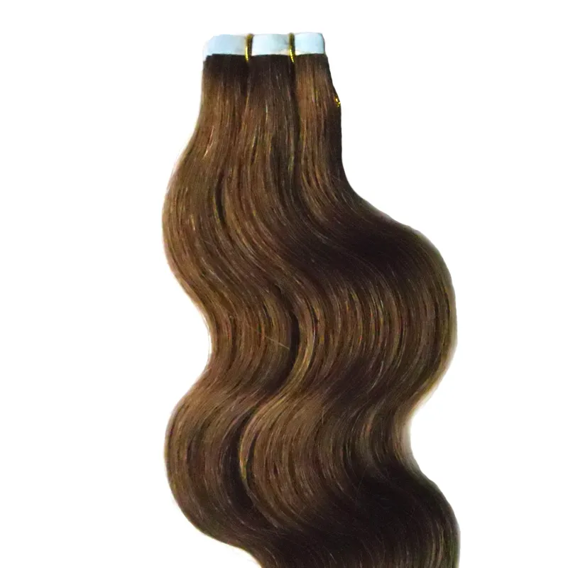 # 4 Темно-коричневая бразильская волна тела волосы 100 г человеческий ремин ленты наращивание волос 40 шт. Кожа утка лента наращивание волос