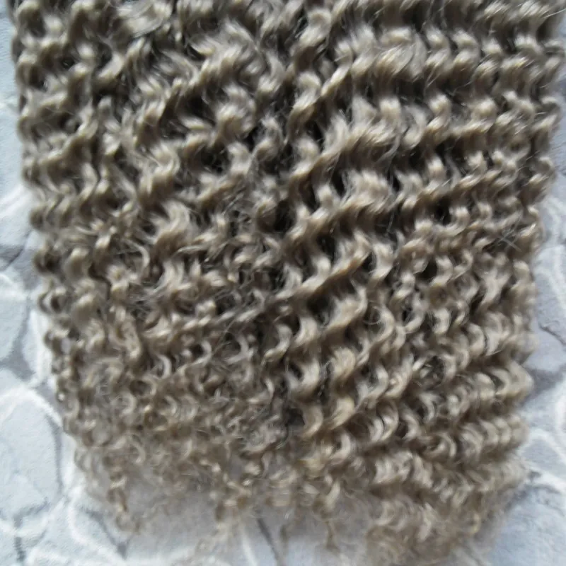 Grå hår väv Brasilianskt hårväv buntar 200g Brasiliansk Kinky Curly Virghow Gray Curly Weave Human Hair 2st