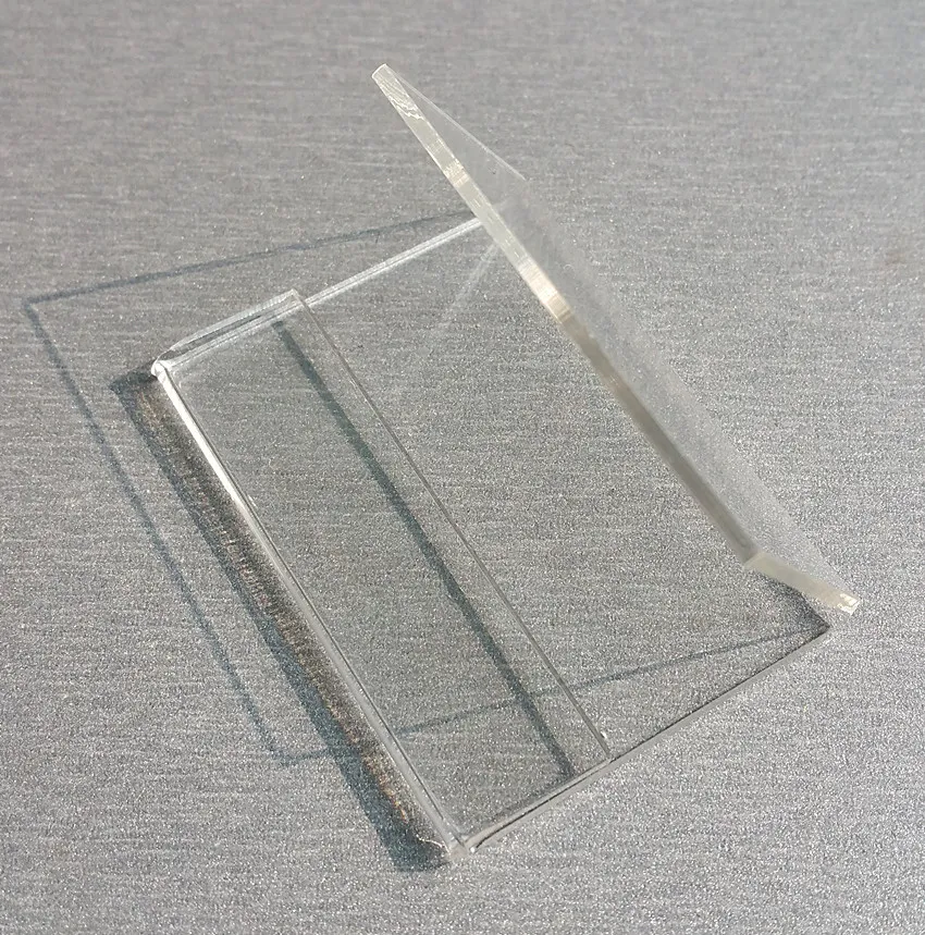 Advertising Display Clear Acrylic Plastic Sign Paper Label Card Price Tag Holder L Shaped Stand Horizontal on Table Larger Size T1.2mm 