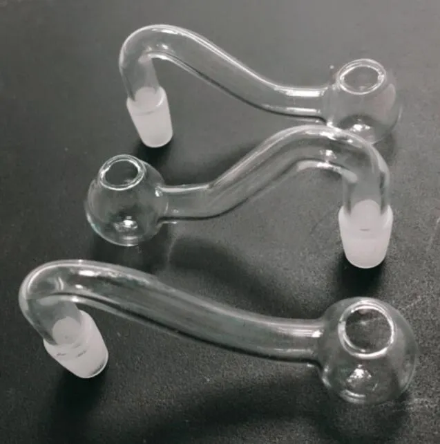 Super 10 mm Hane Pyrex Oljebrännare i klart glas Böj Kurva Vattenrör för Dab Oljeriggar Bongs Skål Rökning