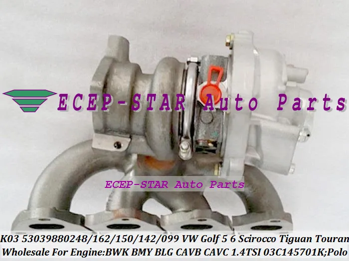 Turbocharger Turbo K03 53039700162 53039880248 53039880162 150 0142 for VW Golf 5 6 Polo 5 Scirocco Tiguan Touran 1 4L TSI BWK BMY282F