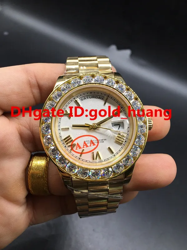 Boutique 43mm Złoty Big diamond Mechaniczny męski zegarek (Rome Nail, wielokolorowa tarcza) Automatyczny Męskie zegarki ze stali nierdzewnej 20180523