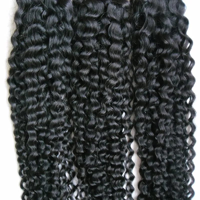 Svart Brasiliansk Kinky Curly Virgin Hair Human Hair Weave 300g Tissage Kinky Curly Obehandlade Virgin Brasilianska Hårförlängningar Bundlar 3st