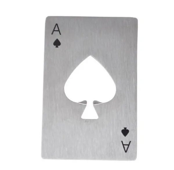 Stylish Poker Playing Card Ace of Spades Bar Tool Stainless Steel Soda Beer Bottle Cap Opener Gift WA2068