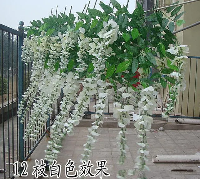 Silk Flower Artificial Flower Wisteria Vine Rattan för Valentine039S Day Home Garden El Wedding Decoration1412543