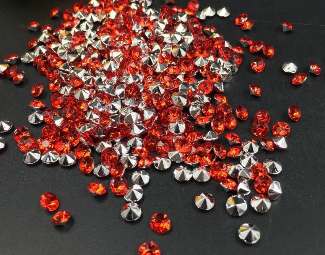 Confettis en diamant acrylique rouge de 4mm, 10000 pièces, décoration en cristal pour Table de fête de mariage