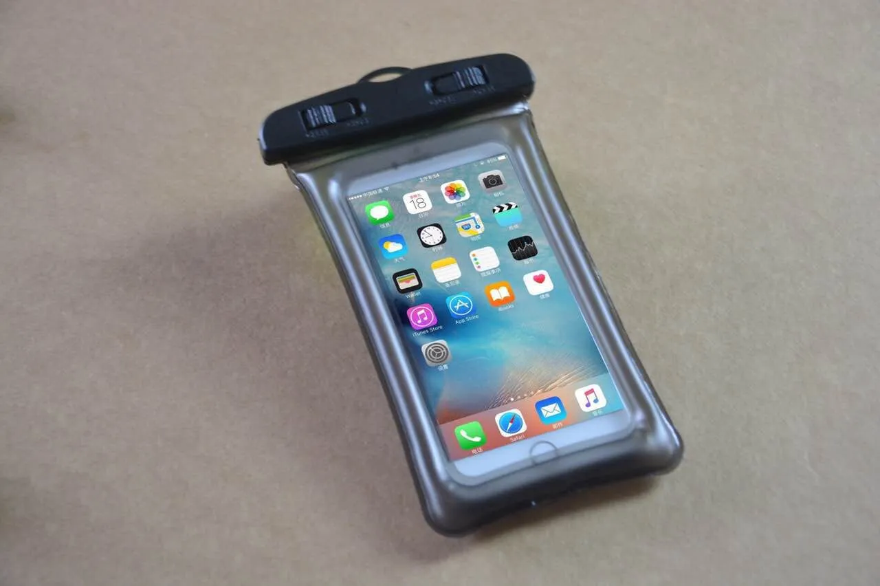 Float Airbag Design IPX8 wasserdichte Trockentasche, transparent, universelle wasserdichte Handy-Abdeckungstasche für iPhone X 8 8plus