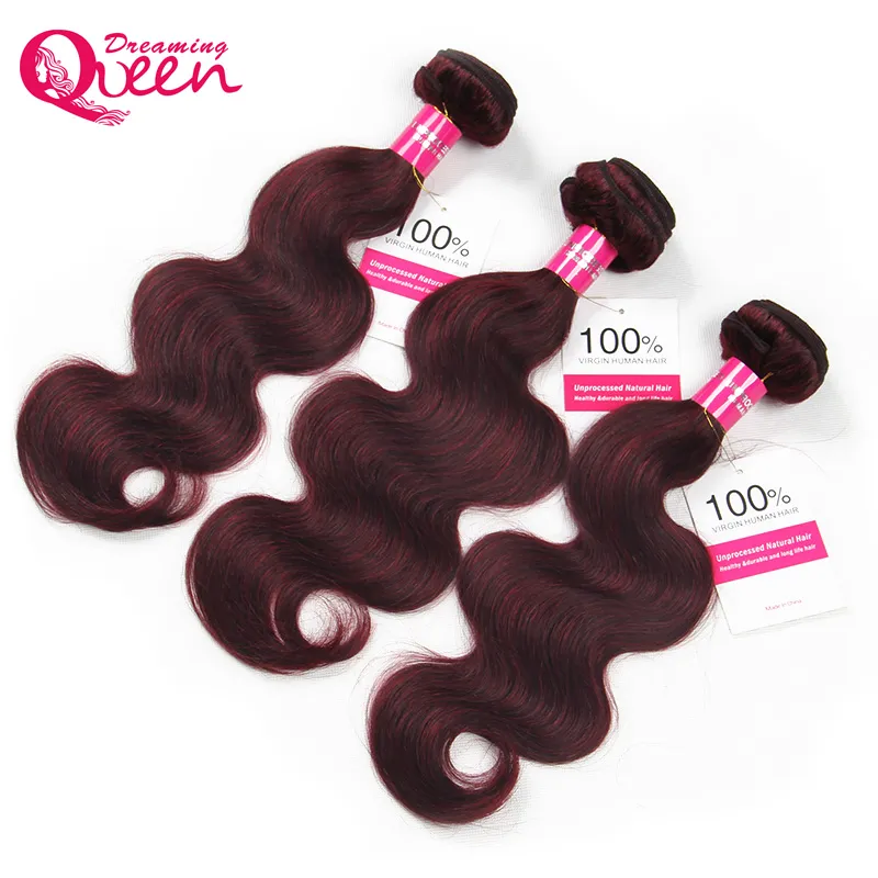 99J Burgundy Ombre Color Brazilian Body Wave 100 Virgin Human Hair Extensions 3 Bundles With 4x4 Lace Closure Natural Hairline5654932