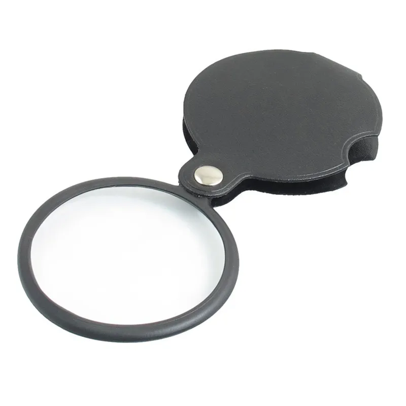 Portabel mikroskop Magnifier Loupe 60mm 50mm diameter 5x Rund förstoringsglas MG86034 W Black Cover med detaljhandelspaket