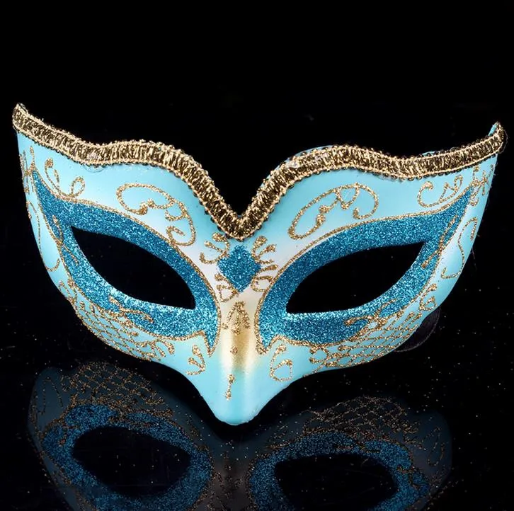 Masquerade Ball Dance Maska Moda Kobiety Kostium Fancy Dress Prom Eye Mask Mardi Party Maski ślubne Złoto Glitter Edge Favors