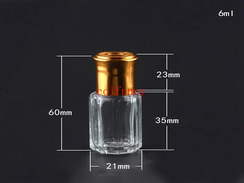 Garrafa octogonal do vidro octogonal de 3ml 6ml 10ml 12ml com tampa do ouro, rola na garrafa, frascos do rolo de perfume, embalagem do óleo essencial