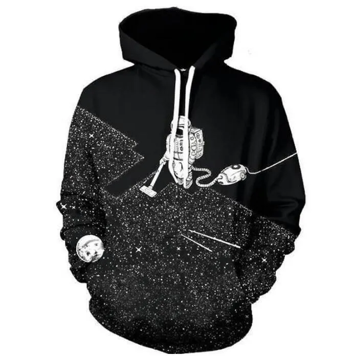 Vente en gros - Printemps / Automne Mode européenne Tide Brand Sweats à capuche pour hommes 6XL 3D Print Astronaut Pulls avec poches Survêtements