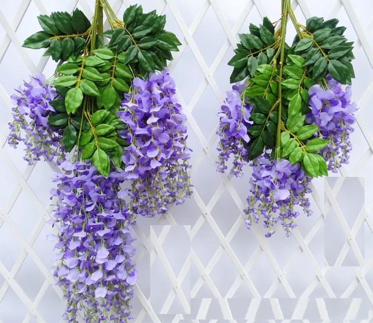 Wisteria bröllopsinredning 110cm 75cm 4 färger konstgjorda dekorativa blommor kransar för fest bröllop hem wa3734