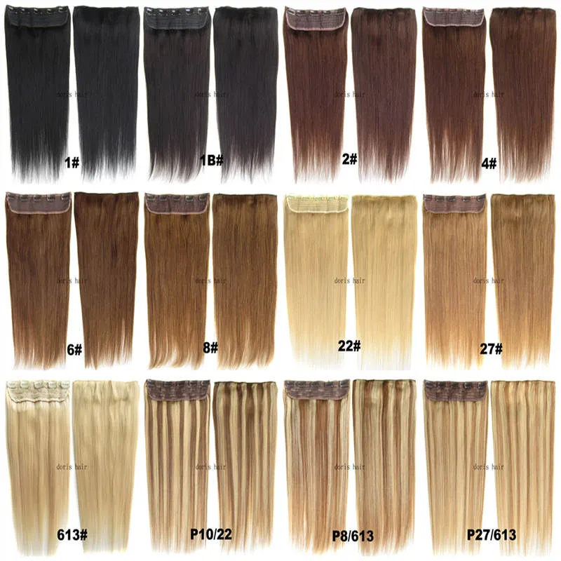 Free DHL Indian Remy Clip in Human Hair Extensions straight 105g with Lace for full head blond black brown color