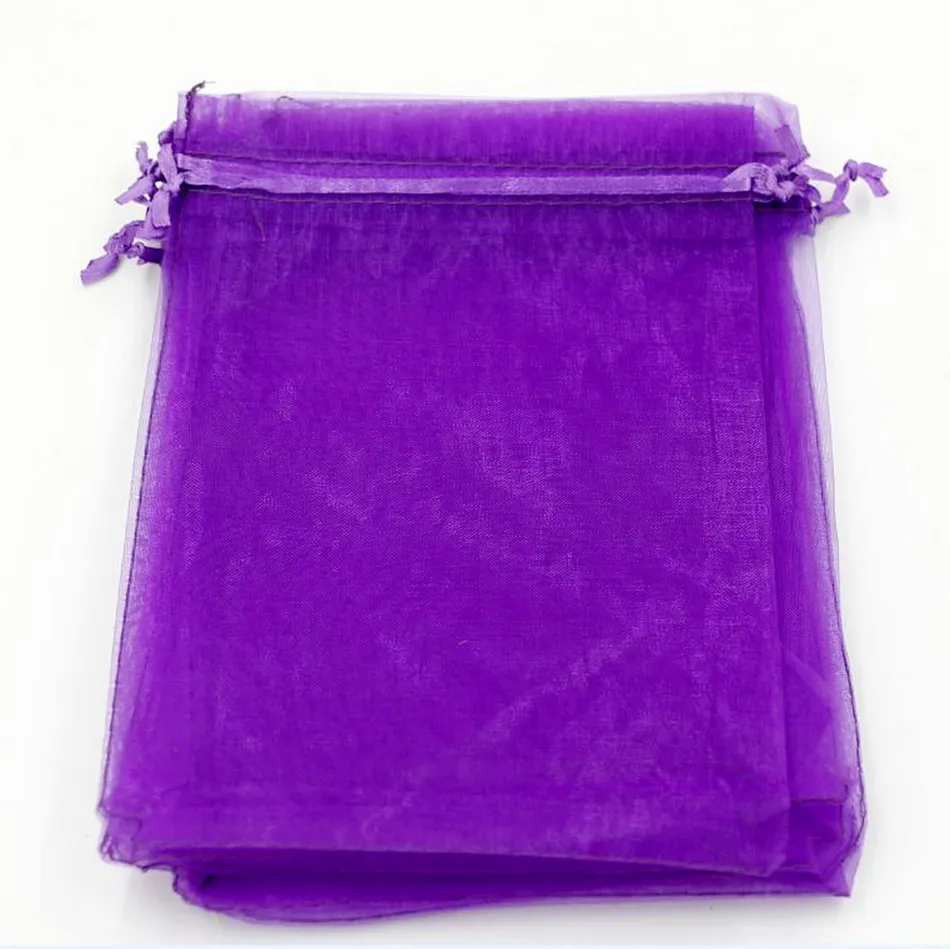 100 stks paars met trekkoord organza sieraden tassen 7x9cm enz. bruiloft kerst gunst geschenkzakken