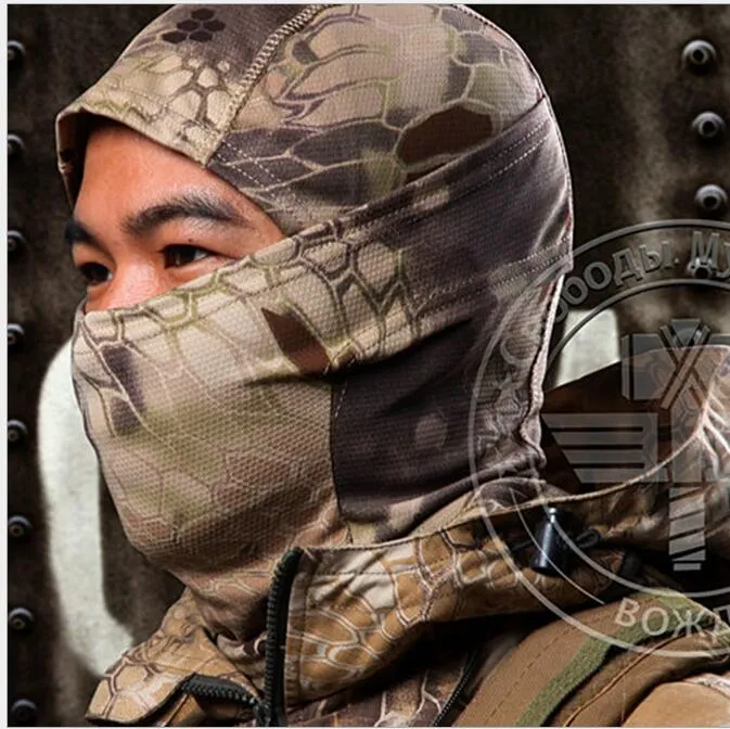 Multicam Sport Mask Camo Snake Balaclava Airsoft Jakt Utomhus Camouflage Army Cykling Motorcykel Cap Hattar Full ansiktsmask