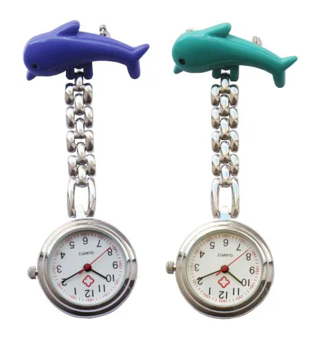 Date infirmière minuterie dauphin montre médecin montres médicales mode poche horloge médecins métal inoxydable infirmières Animal Design Clip temps