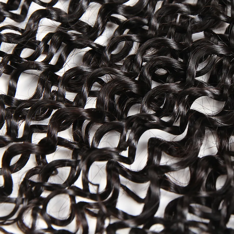 Cabelo virgem brasileiro Jerry Curly 4x4 Fechamento de renda pré-coberto com cabelo de bebê